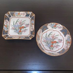 Vintage OMC Japanese Floral Motif Dish Set